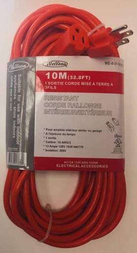 [WE-O-31-10HD] EXTENSION CORD INDOOR / OUTDOOR 10M 