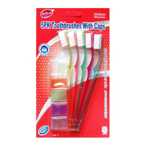 [806712311942] Toothbrush w/caps 5/pk