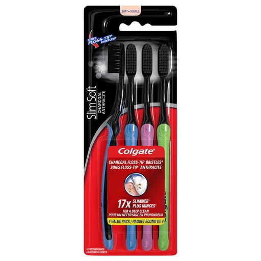 [H51799] COLGATE TOOTHBRUSH CHARCOAL 4/pk 