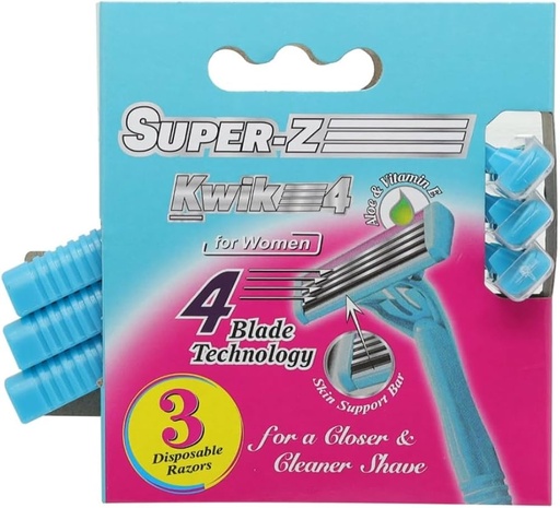 [H31595] Super-z kwik 3 razor 4/pk