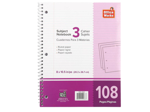 [062823204638] 3 SUBJECT COIL BOOK 108 PAGES