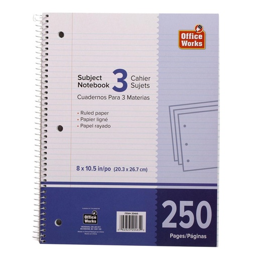 [062823204652] 3 SUBJECT BOOK 250 PG 8x10.5