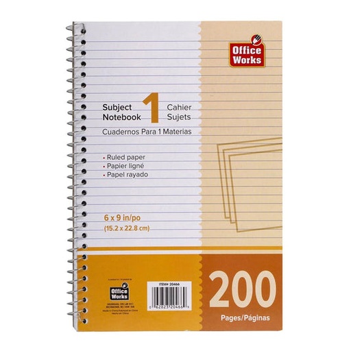 [20466] COIL NOTEBOOK 6X9" / 200PG