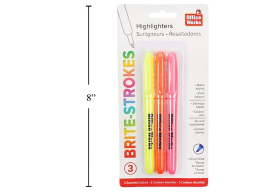 [062823204720] BRITE HI-LITERS CHISEL TIP / 3PK 