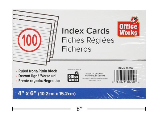[30200] Ruled index card 4x6" 100pk