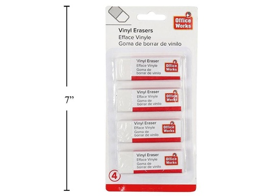 [062823304307] WHITE VINYL ERSERS / 4PK 