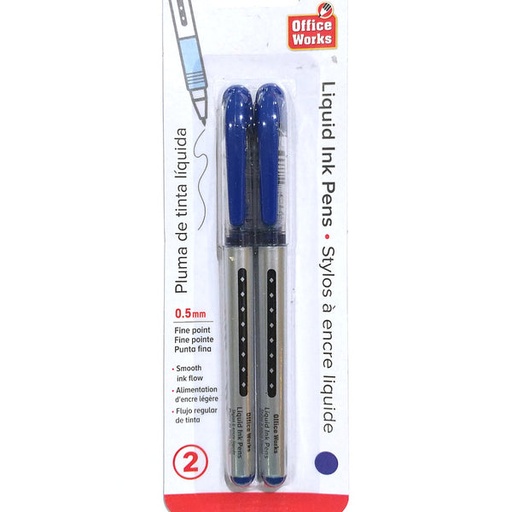[062823306189] LIQUID INK PENS BLUE /2PK 