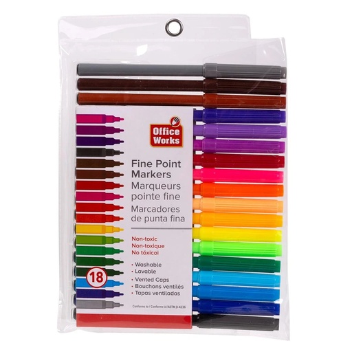 [062823431034] FINE POINT MARKERS 18PK 