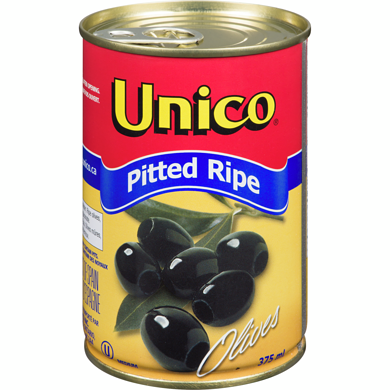 [067800003013] UNICO PITTED RIPE OLIVES 375ml