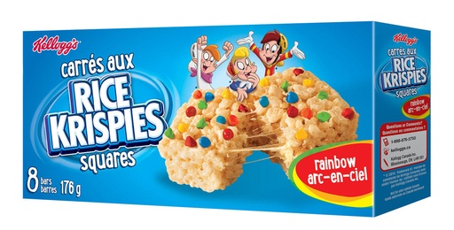 [064100196049] KELLOGG'S RICE KRISPES SQUARES RAINBOW 176G /8CT 