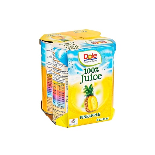 [065250079237] DOLE PINEAPPLE JUICE 4X250ML
