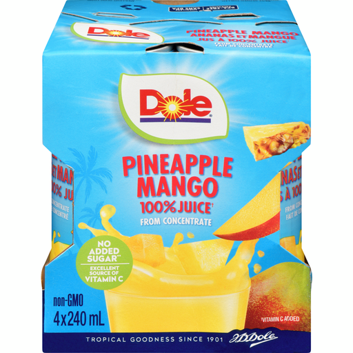 [065250009609] DOLE PINEAPPLE MANGO JUICE 4X250ML