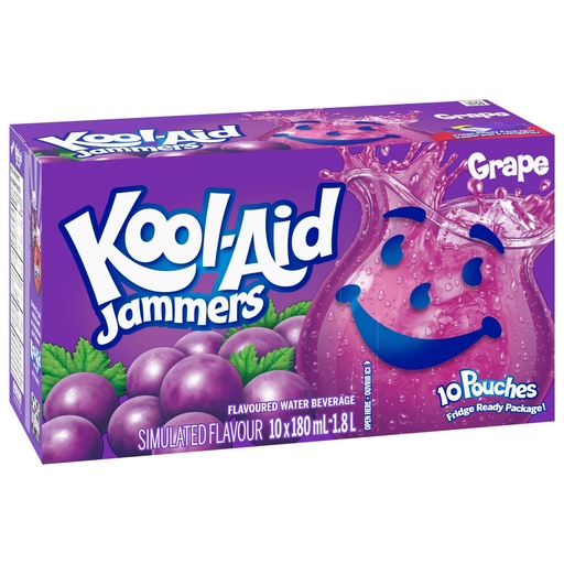[BEV00802] KOOL-AID JAMMERS GRAPE/10PK