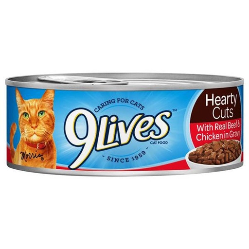 [079100003259] 9LIVES CHICKEN & BEEF IN G 156G