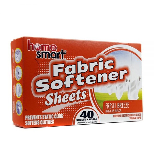 [898391002914] HOME SMART FABRIC SOFTENER SHEETS 40CT