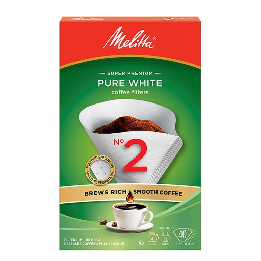 [HCP04552] MELITTA WHT COFFEE FILTER #2 40CT