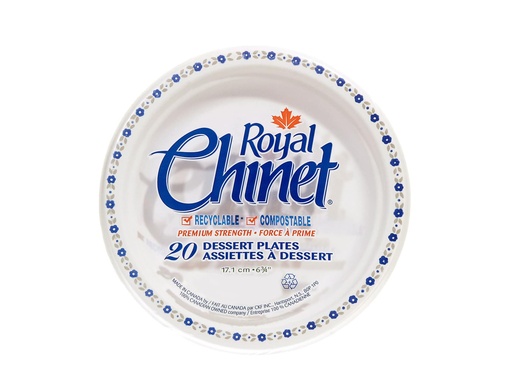 [069409101121] ROYAL CHINET DESSERT PLATES 6 3/4'' 20PK