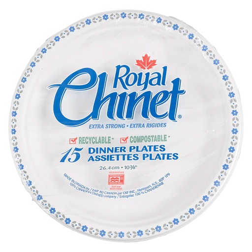 [069409101213] ROYAL CHINET DINNER PLT. 10.5" 15CT