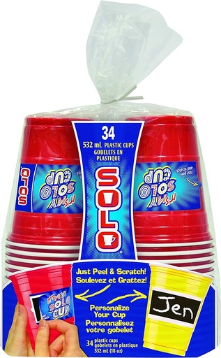 [041165087994] SOLO MY CUP 34CT RED 532ML