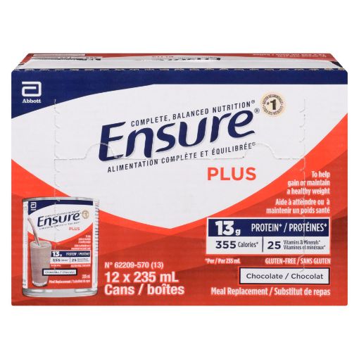 [055325217022] ENSURE PLUS CHOCO. CANS 12X235ML