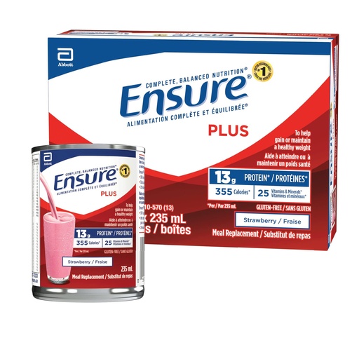 [055325217183] ENSURE PLUS STRAW. CANS 12X235ML