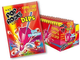 [1095C] POP ROCKS DIPS SOUR STRAW. 324G 18CT