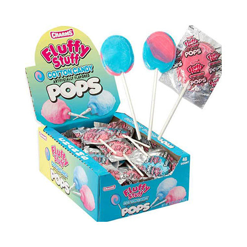 [1241E] CHARMS FLUFFY STUFF COTTON CANDY POPS 48CT 843G