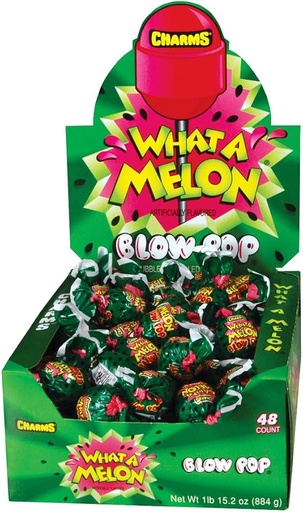 [014200338634] CHARMS WHAT A MELON BLOW POP 48CT 884G