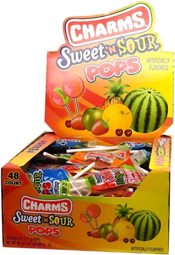 [014200337088] CHARMS SWEET N SOUR POPS 48CT 850G