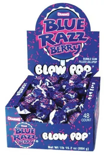 [014200338870] CHARMS BLUE RAZZ BLOW POP 48CT 884G 