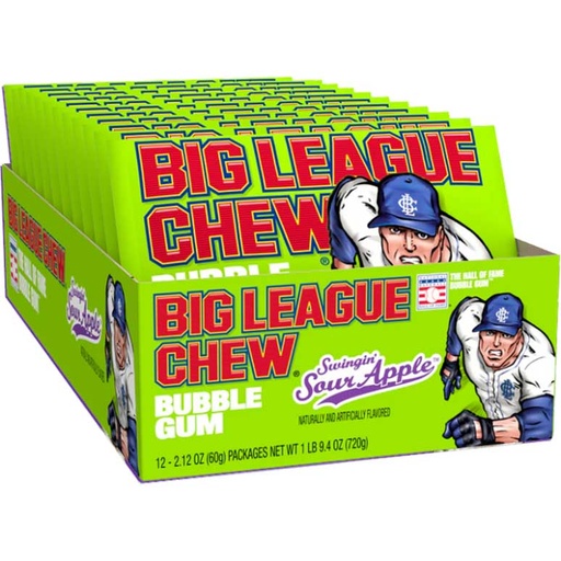[1630A] BIG LEAGUE CHEW SOUR APPLE 12CT 720G