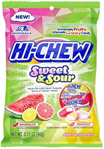 [8126] HI-CHEW PEG BAG SWEET & SOUR 90G