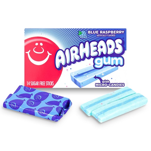 [073390020965] AIRHEADS GUM BLUE RASPBRY 12CT