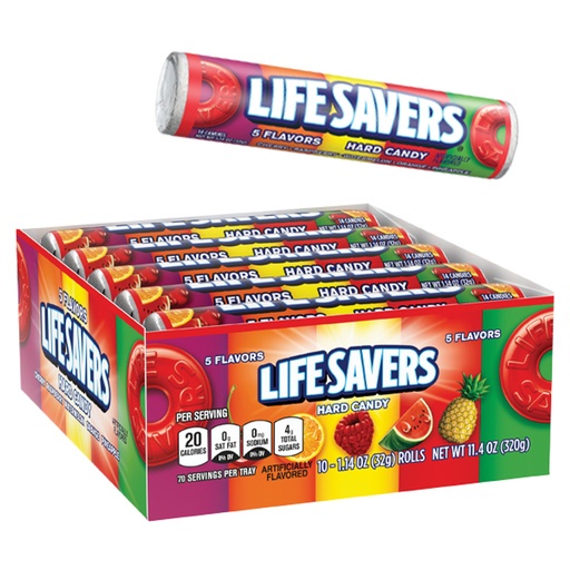 [1184F] LIFESAVERS ROLL 5 FLAVORS 15/20CT
