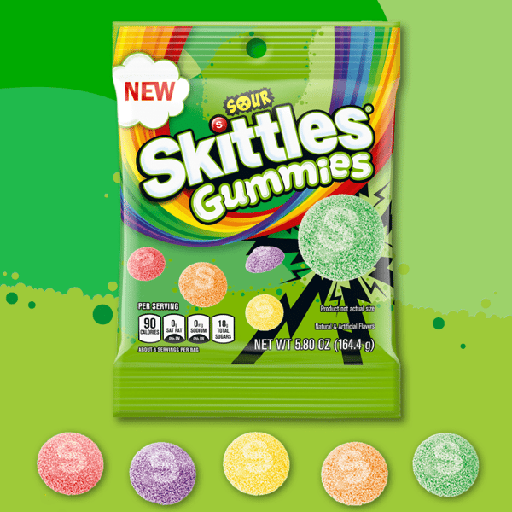 [1135D] SKITTLES PEG GUMMIES SOUR 5.8oz