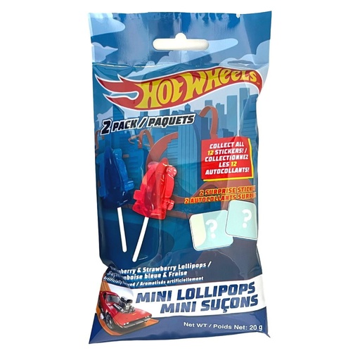 [060631929637] HOT WHEELS MINI LOLLIPOPS 2CT 20G