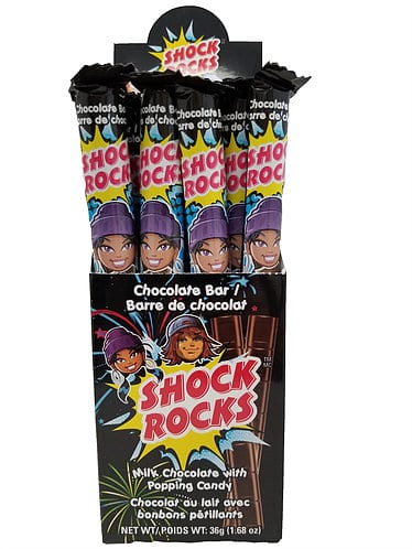 [060631912653] SHOCK ROCKS MILK CHOCOLATE BAR POPPING CANDY 20CT 36G