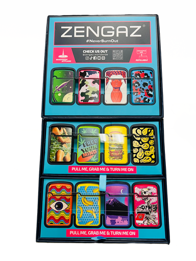 [840110700083] ZENGAZ LIGHTERS DISPLAY 48/CT