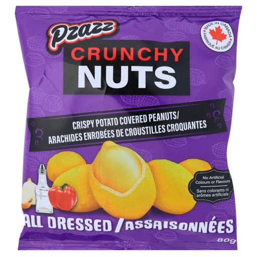 [060631931104] PZAZZ CRUNCHY NUTS ALL DRESSED 80G