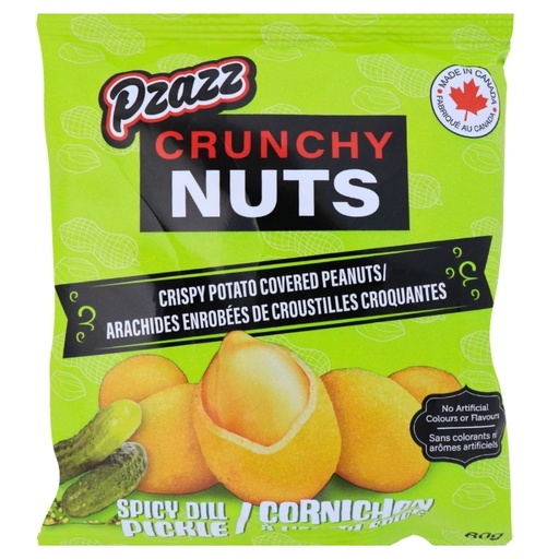[060631931180] PZAZZ CRUNCHY NUTS SPICY DILL PICKLE 80G