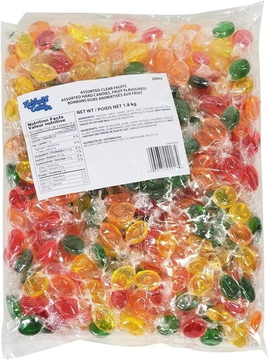 [060631020174] BAG CANDY ASSORTED CLEAR FRUITS 1.8KG