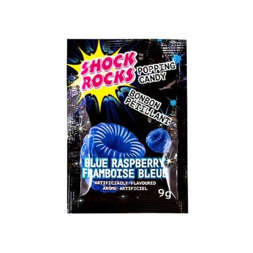 [060631900131] SHOCK ROCKS POPPING CANDY BLUE RASP. 24CT 216G