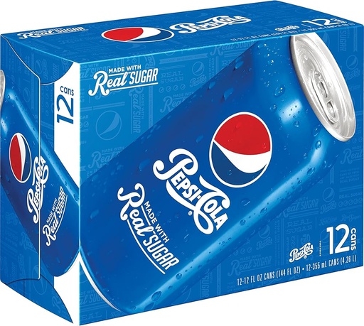 PEPSI REAL SUGAR CANS 355ML 12/CT (U)