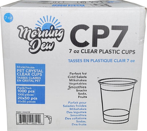 [627792043512] MORNING D. CLEAR PET CUPS 7OZ