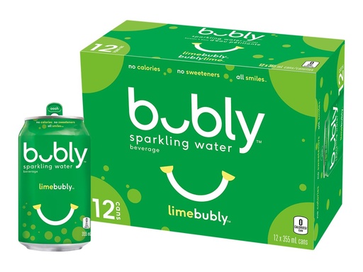 [069000149188] BUBLY SPARKLING LIME 12CT/355ML