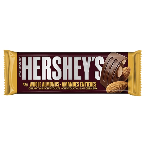 HERSHEY'S WHOLE ALMONDS SINGLE 43G