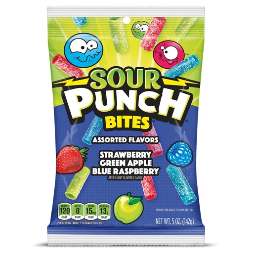 [7344] SOUR PUNCH PEG BITES ASST.142G