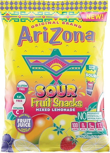 [63442] ARIZONA FRUIT SNACKS SOUR LEMON.5oz