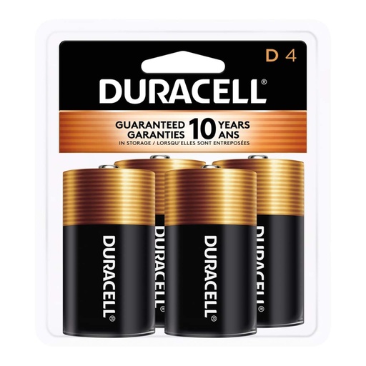 [D] DURACELL BATTRIES D 4/PK