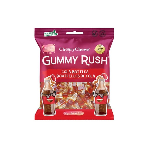 [628235190046] GUMMY RUSH COLA BOTTLES 90G